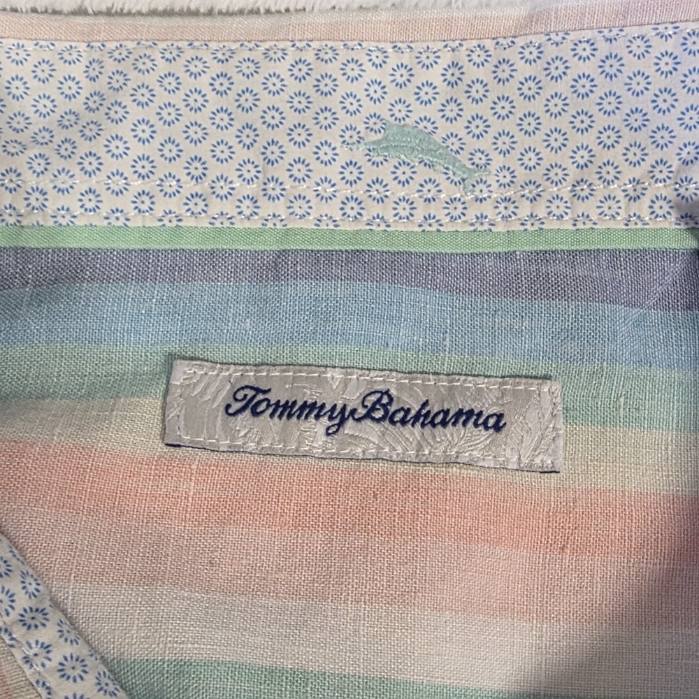 Tommy Bahama Multicolor Striped Shirt Men Xl Long Sleeve Button Down Linen Blend - Picture 4 of 9